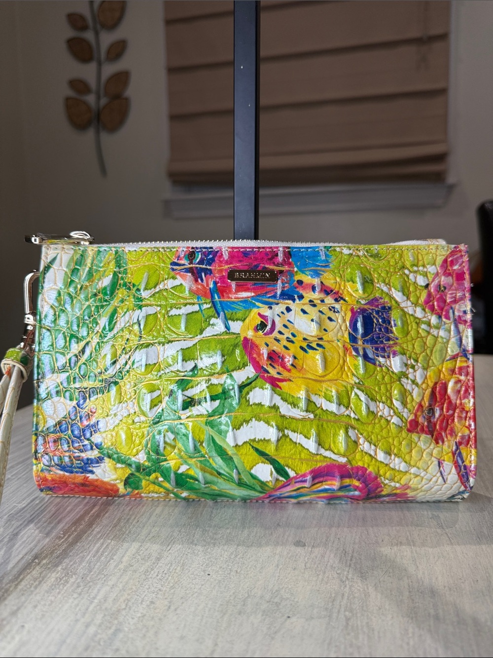 BRAHMIN Sealife Melbourne Bright Multi Tropical Print Wristlet
